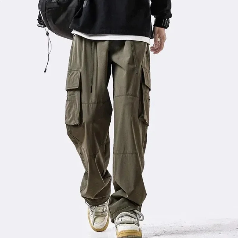 loose casual pants mens Korean version long summer wide leg cargo 240823