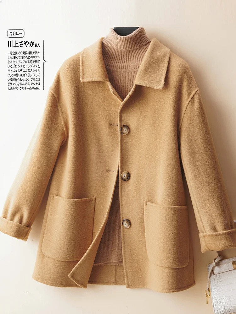 Autumn and Winter -Selling Womens Coat Pure Wool Woolen Coat Casual Short Col Claudine Top Commuters All-Matching 240822