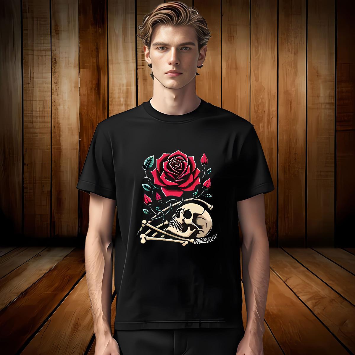 Cool Design Man T Shirts 100% Cotton 230g skull Street Casual Plus Size Custom Breathable Crew Neck Men Tops Tees Classic Tops Shirt