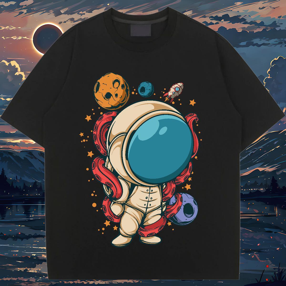 Unisex Women Tshirts 100% Cotton 230g universe Casual Womens T Shirts Breathable Crew Neck Custom Printed Tops Shirt