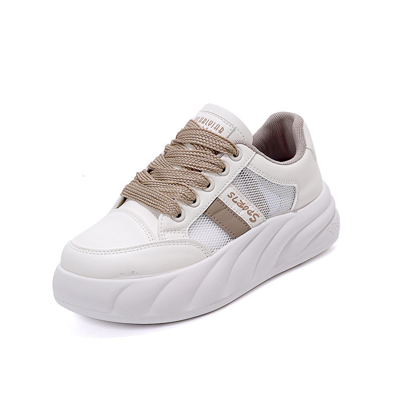 Ddmysports Mesh Breathable Board For Women In The Spring Of Lightweight And Thick Soled Versatile Casual Color Blocked White Shoes OUTDOOR