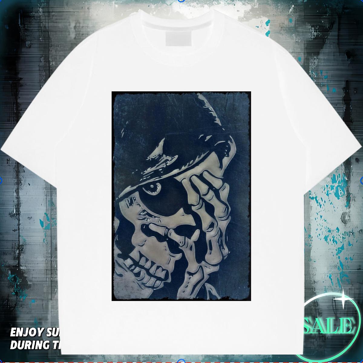 Wholesale T Shirt For Man 230g Pure Cotton skull Casual Black Oversized Breathable Short Sleeve Mens Tshirts Customized Tops