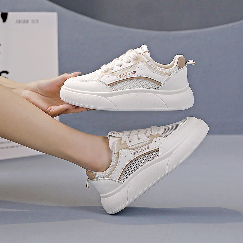 Ddmysports White Women S Versatile Mesh Breathable Spring Summer Season Thin New Style Explosive Casual Dad Sports Board Shoes OUTDOOR