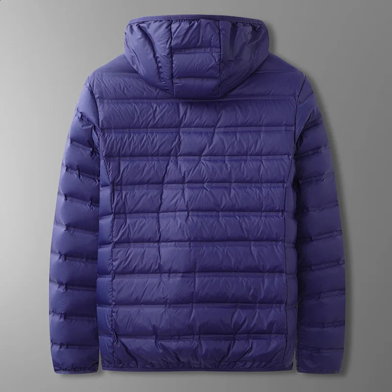 Mens lightweight down jacket autumn and winter fashion mens casual hooded thin XL 6XL 7XL 8XL 240822