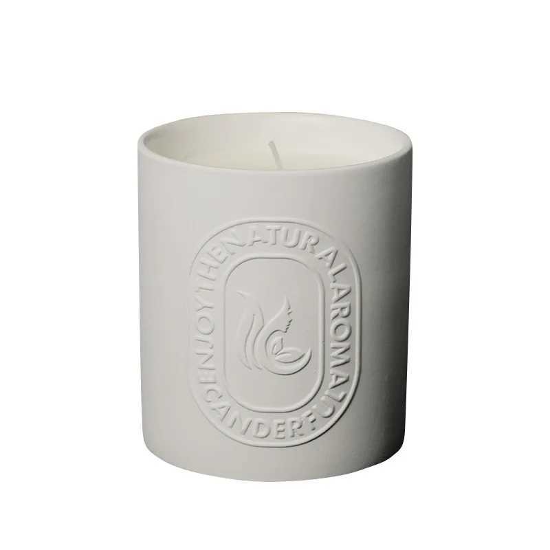 Ins style white ceramic cup jar aromatherapy candle ceramic cup soy wax plant essential oil candle home decorationX240823