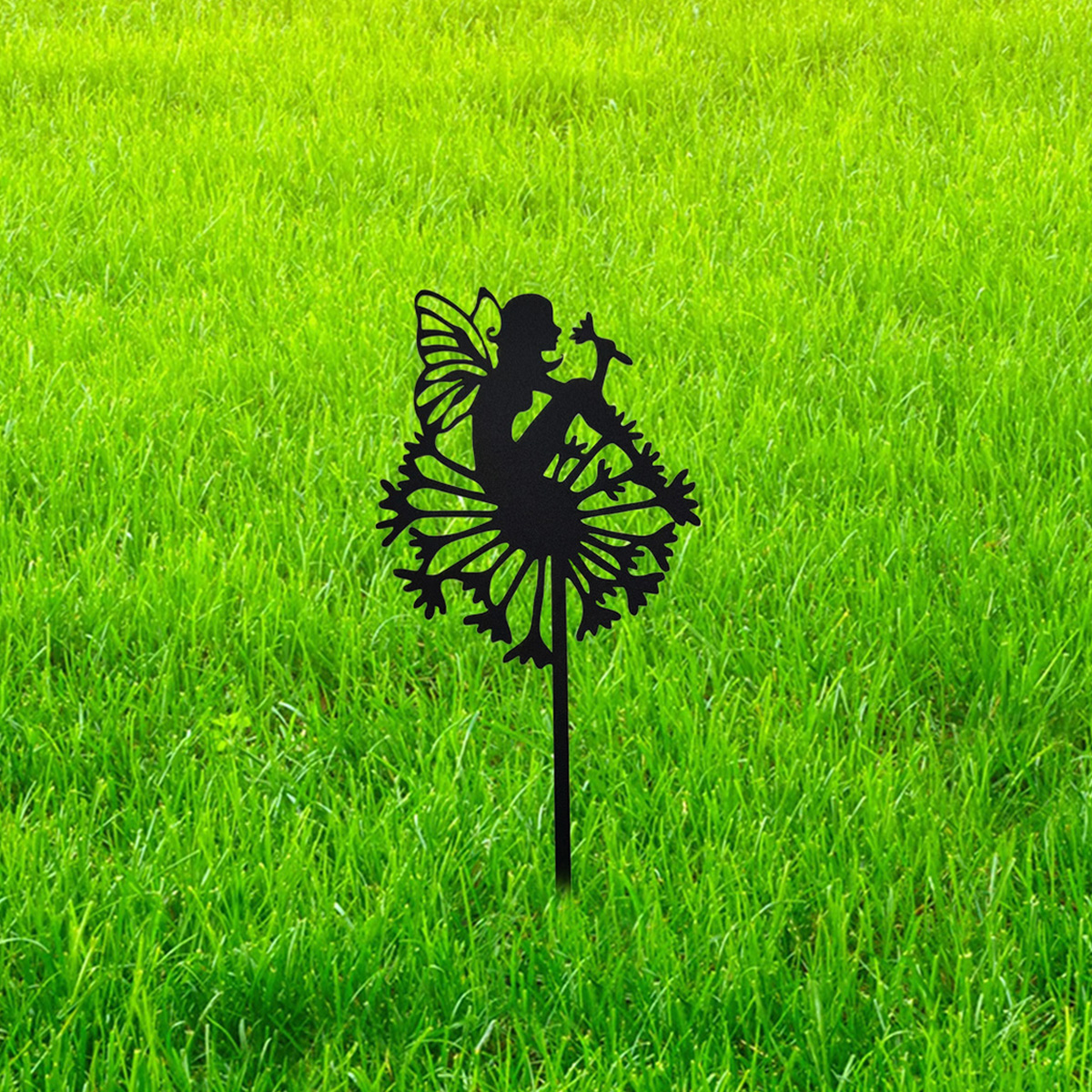 Fairy Garden Metal Stake Fairy Silhouette Fairy Statue Iron Crafts Decoration Yard Lawn Garden Outdoor Decoration Garden Ground Plugs