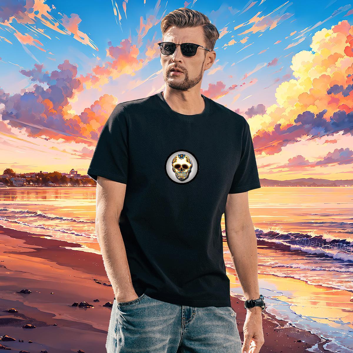 Wholesale T Shirt For Man 100% Cotton 230g skull Sport Custom Printing Breathable Soft Tshirts Brand Wear