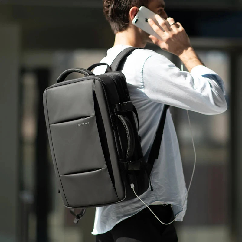 Heroic Knight Travel Men Business School Expandable USB Large Capacity 15.6 Laptop Waterproof Backpack Bag 240822CJ