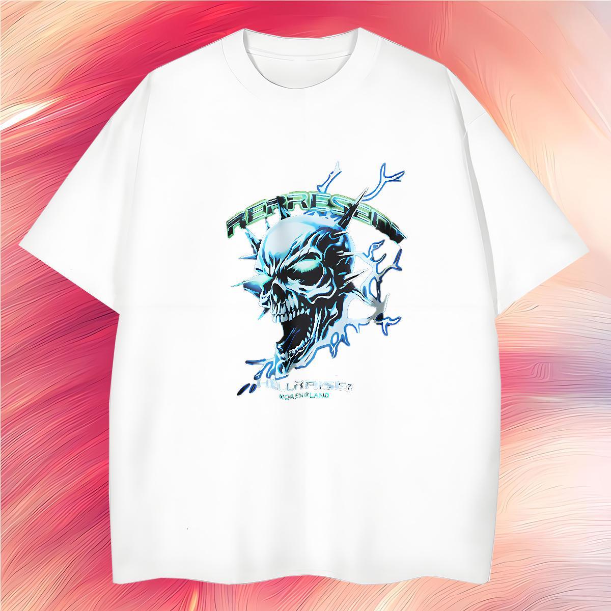 Popular T Shirts Men 230g 100% Cotton skull Casual Beach Asian Size Breathable Short Sleeve Couples T Shirts Factory Direct Polos
