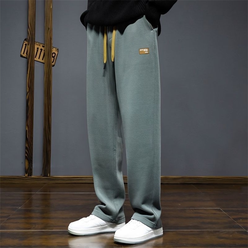 Spring Summer Loose Thin Straight Casual Fashion Mens Clothing Versatile Spliced Pocket Elastic Waist Pull Out Pants 240822