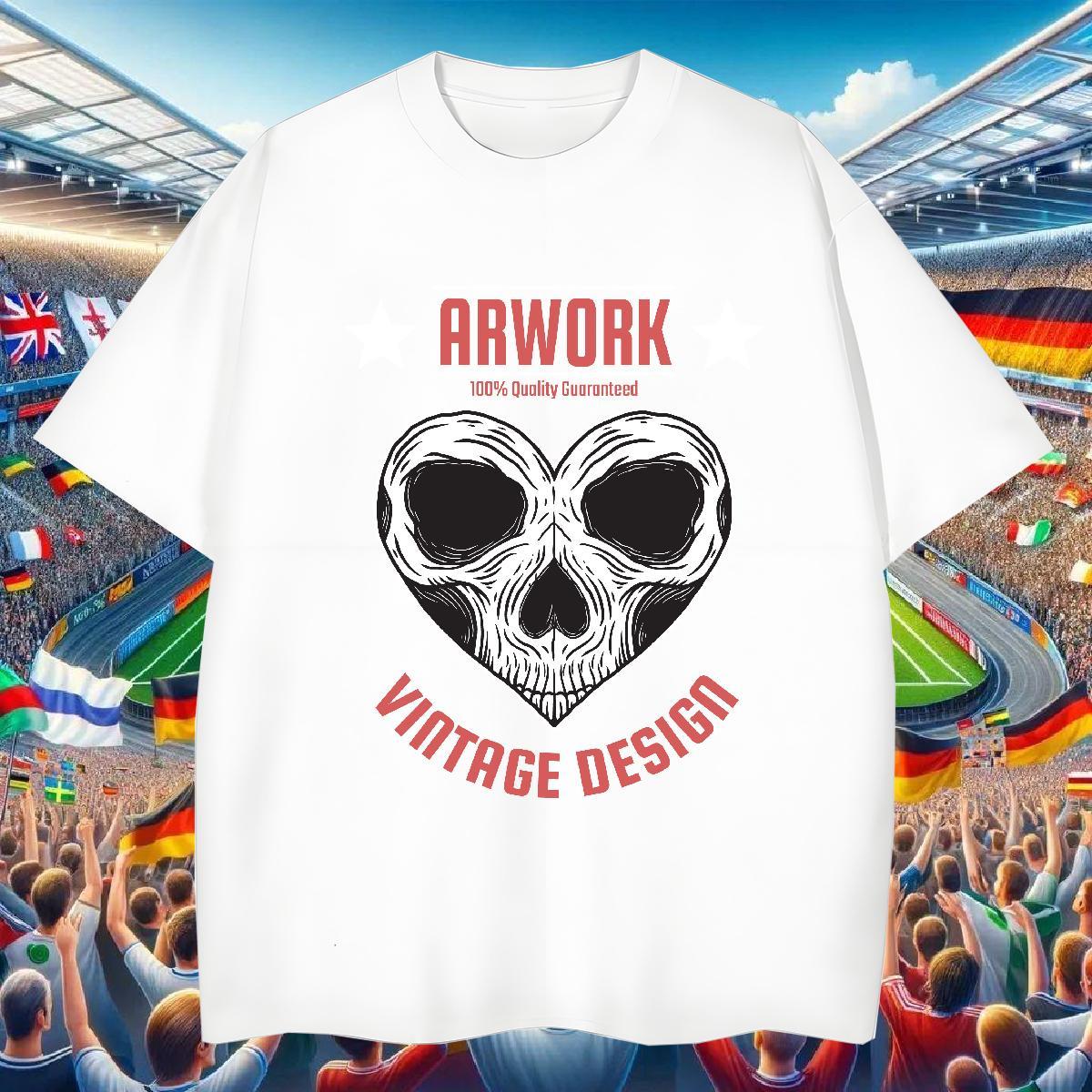 Cool Design T shirt 230g Pure Cotton skull Hip Hop Custom Cartoon Breathable Soft Couples T Shirts Free Shipping Clothes