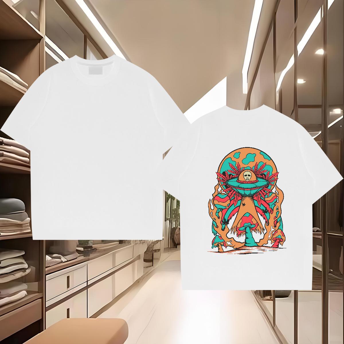 Classic Man T Shirts 230g Pure Cotton ET Sports Casual Custom Print Oversized Breathable Short Sleeve Men Clothes T-Shirt Brand Tops