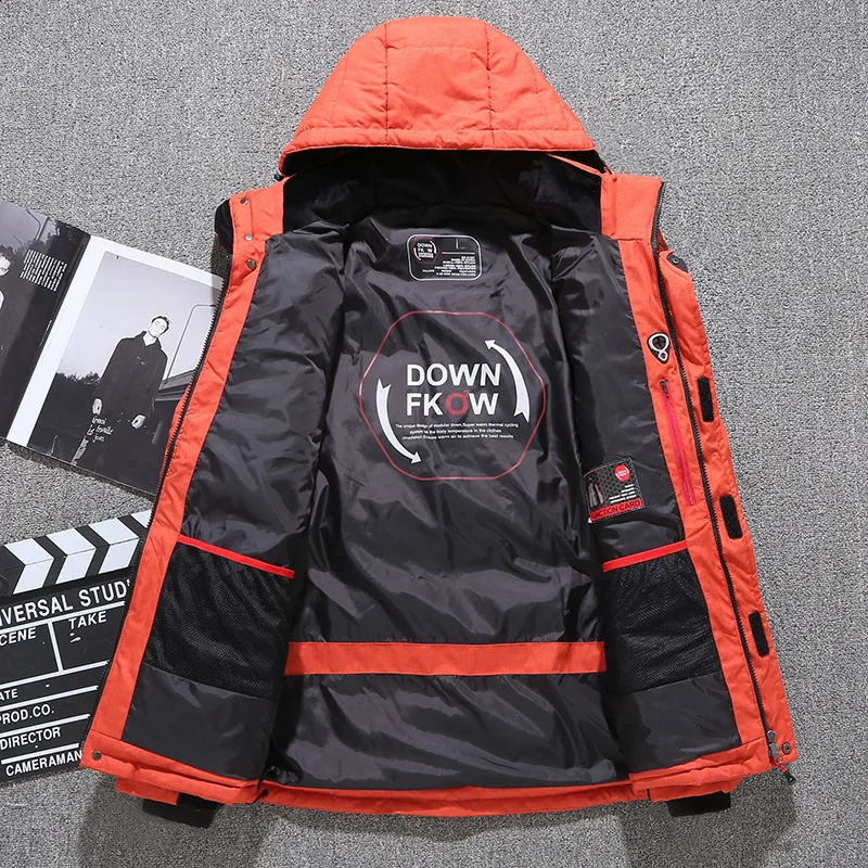 Mens winter white duck jacket hooded casual down highquality mens outdoor windproof and warm size 5XL 240822