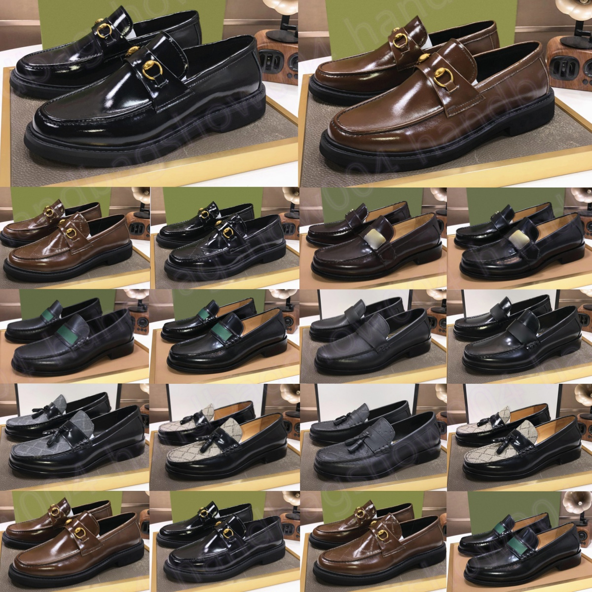 designer Chunky Loafers Platform Horsebit GG Buckle Loafer womens Brown Black Metal buckle Leather Fashion Dress shoes