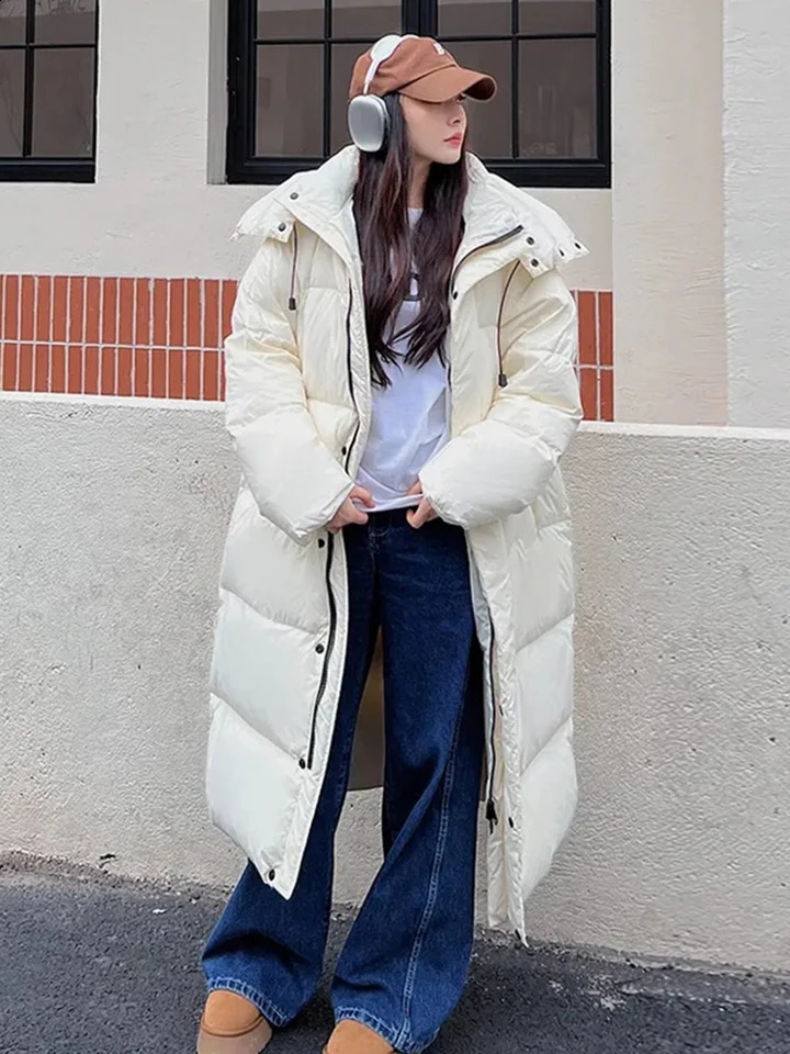 Warm winter pink hooded long womens Parkas Chaqueta thick cotton pad windproof Parcas coat casual loose chiffon Jaquetas 240822