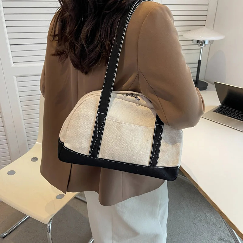 Japan Style Women Tote Bag Large Capacity Patchwork Female Canvas Single Shoulder Bag Casual Simple All-Matched Handbag 240822