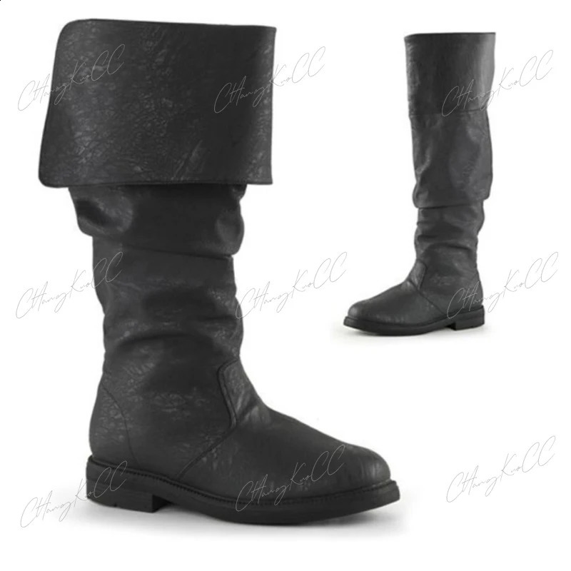 Medieval pirate mens boots Viking Rapp Nordic boots Renaissance retro steampunk Gothic shoes Robin clothing leather Haddock 240823