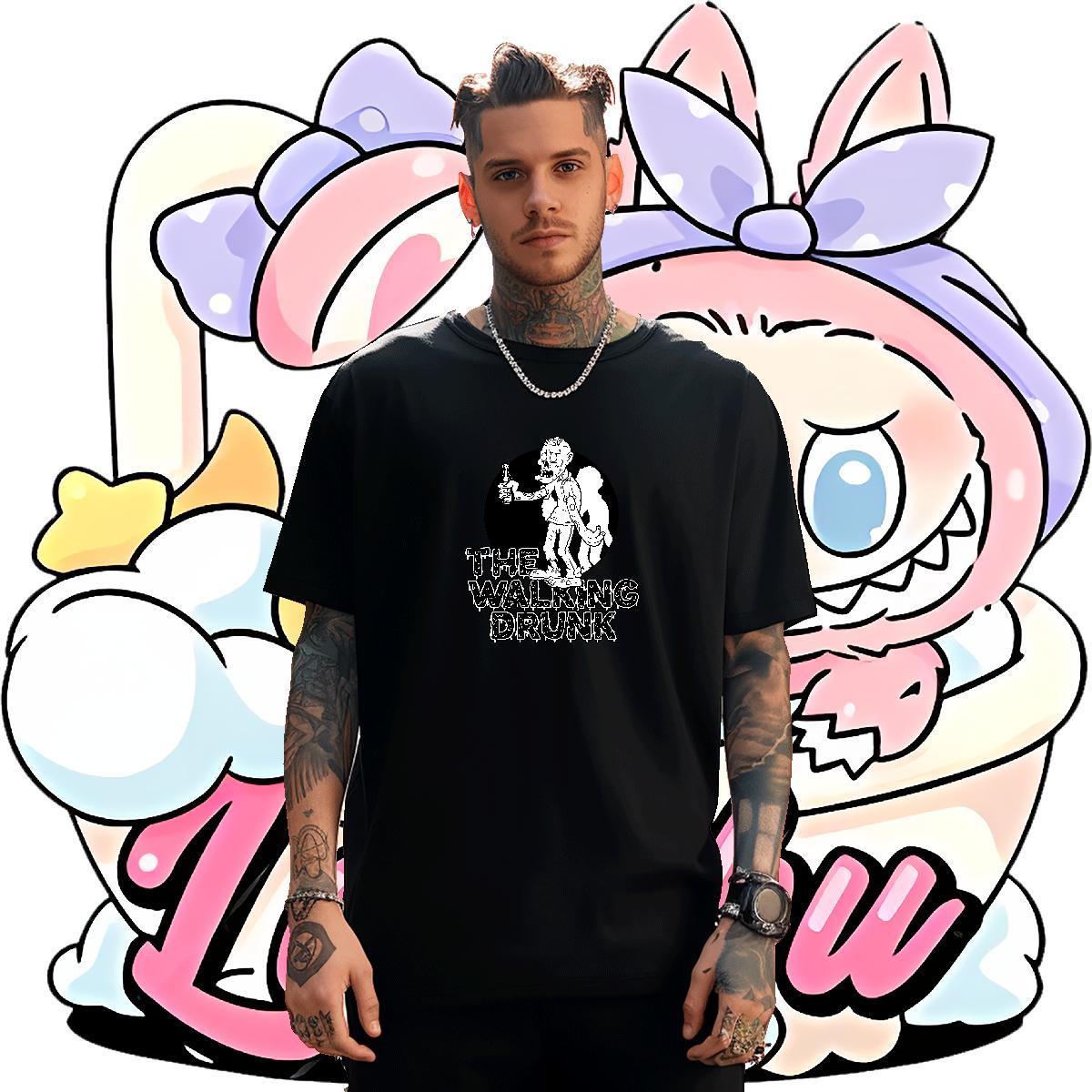 High Quality Men T Shirts 230g 100% Cotton skull Street Casual Asian Size Breathable Crew Neck Men Clothes T-Shirt DIY Polos