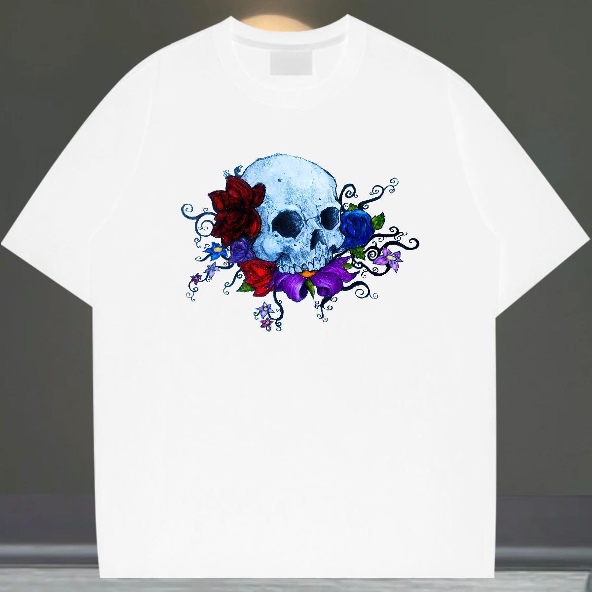 Unisex Man T Shirts 230g Pure Cotton flower Outdoor Oversized 3XL 4XL Breathable Short Sleeve Tshirt for Man Woman Fashion Design Wear