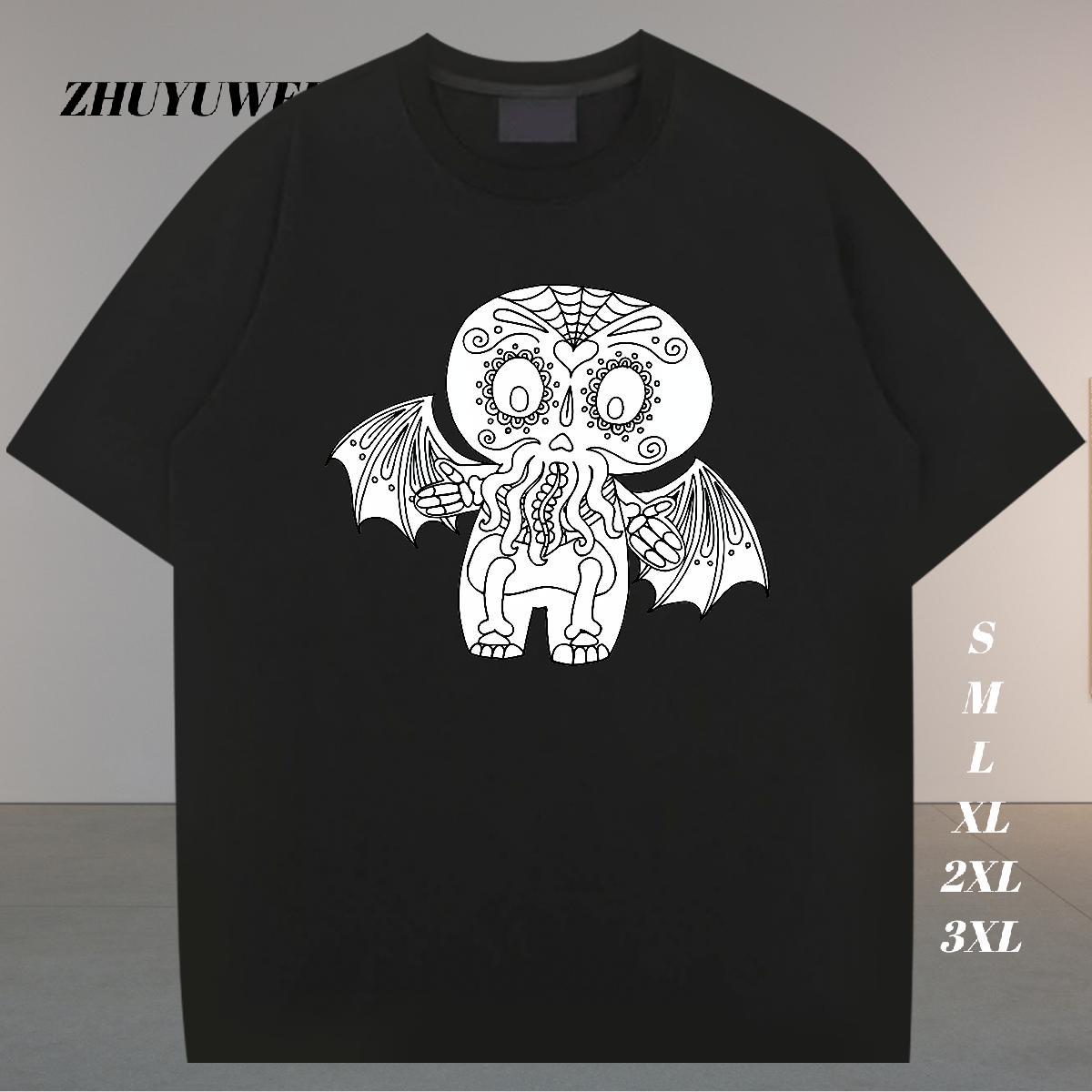 TOP Quality Man T Shirts 230g 100% Cotton skull Sport Cartoon Print Crew Neck Men Tees Customized Tshirts