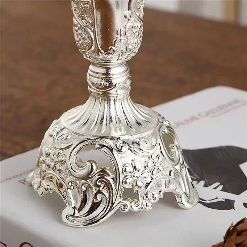 2pcs Retro Candlestick Gold Sier Holder Wedding Centerpieces Candle Holders Banquet Dinning Table Decorations Ornaments Y240823
