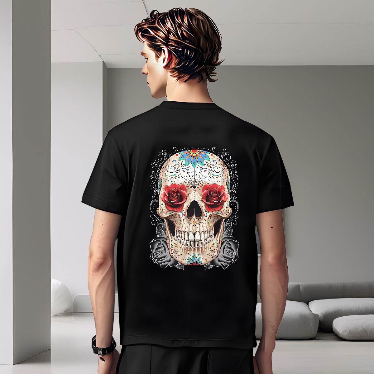 Popular T-Shirts 230g Pure Cotton rose Summer Casual Graphic Breathable Men Tshirts 2024 Summer Clothings