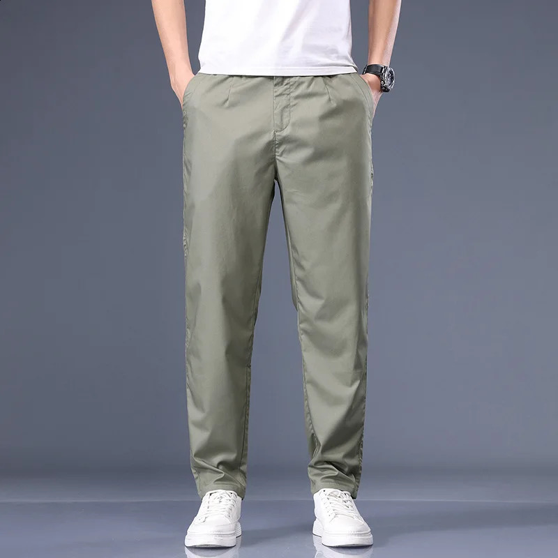 Spring plus size casual trousers straight trousers thin section youth men plus size stretch trousers black 44 40 men pants 240822