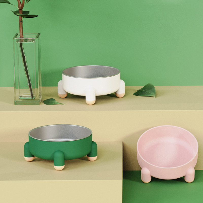 NEW Pet Bowl High Leg Neck Protection Pet Stainless Steel Dog Bowl Dog Food Bowl Dog Washbasin Anti-slip Anti-collision Pet Supplies