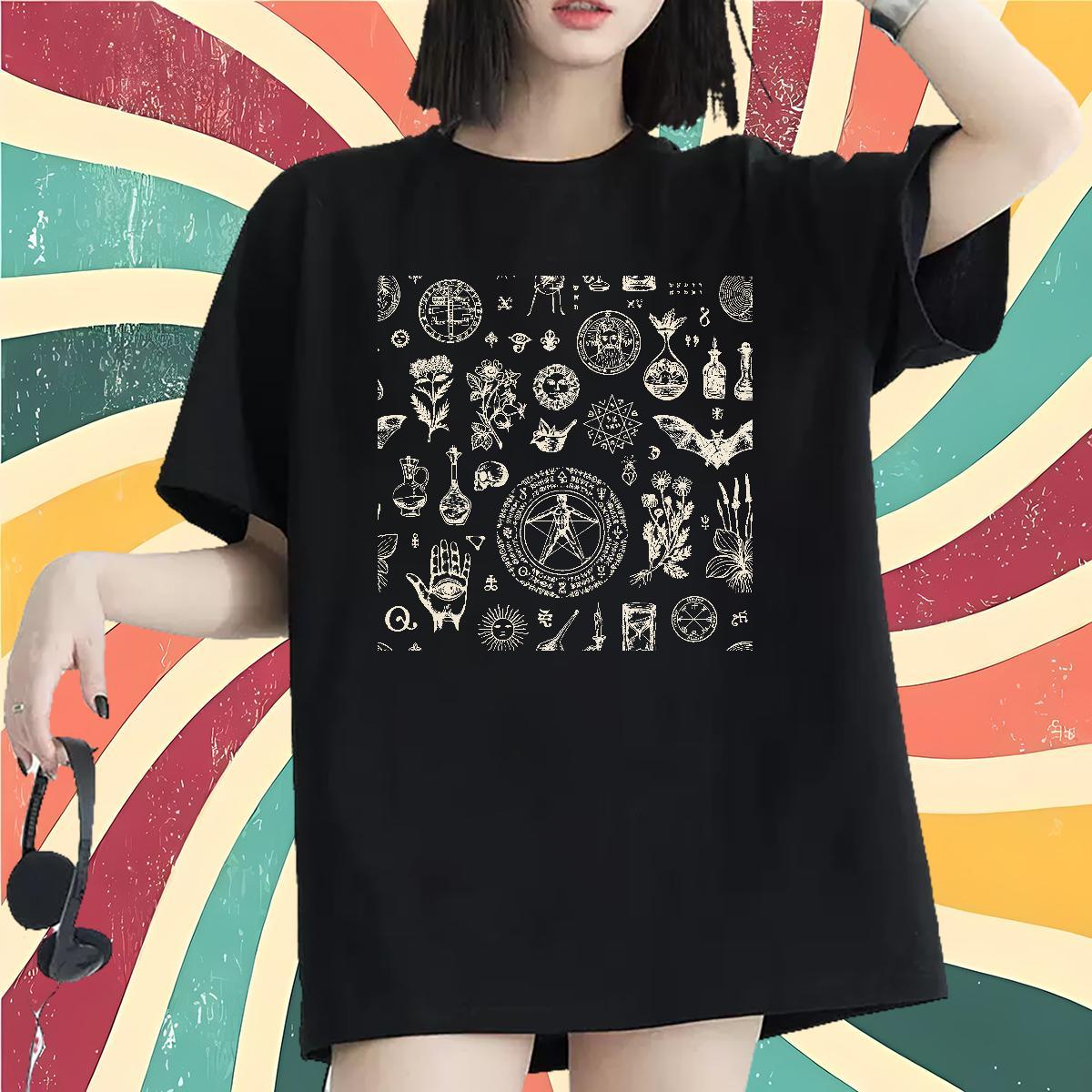 High quality Women Tees 230g Cotton painting Sports Street Wear T shirt Crew Neck Breathable DIY Anime Printed Top Tees