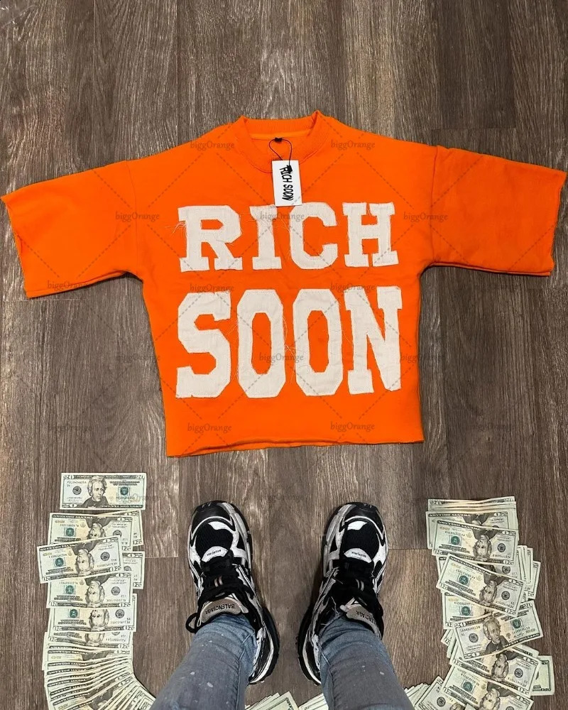 Street Trend Clothing Hip Hop American Color Printed Oversized Tshirt Y2K Harajuku Retro Casual Loose Mens Top 240822