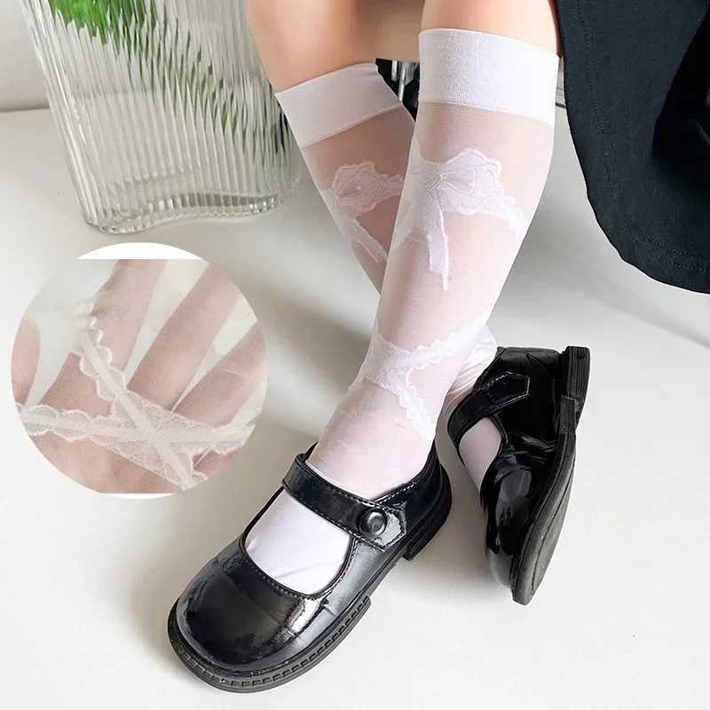 Korean girl JK silk socks fashionable heart-shaped bow childrens calf socks summer JK thin soft breathable childrens socks X2503221