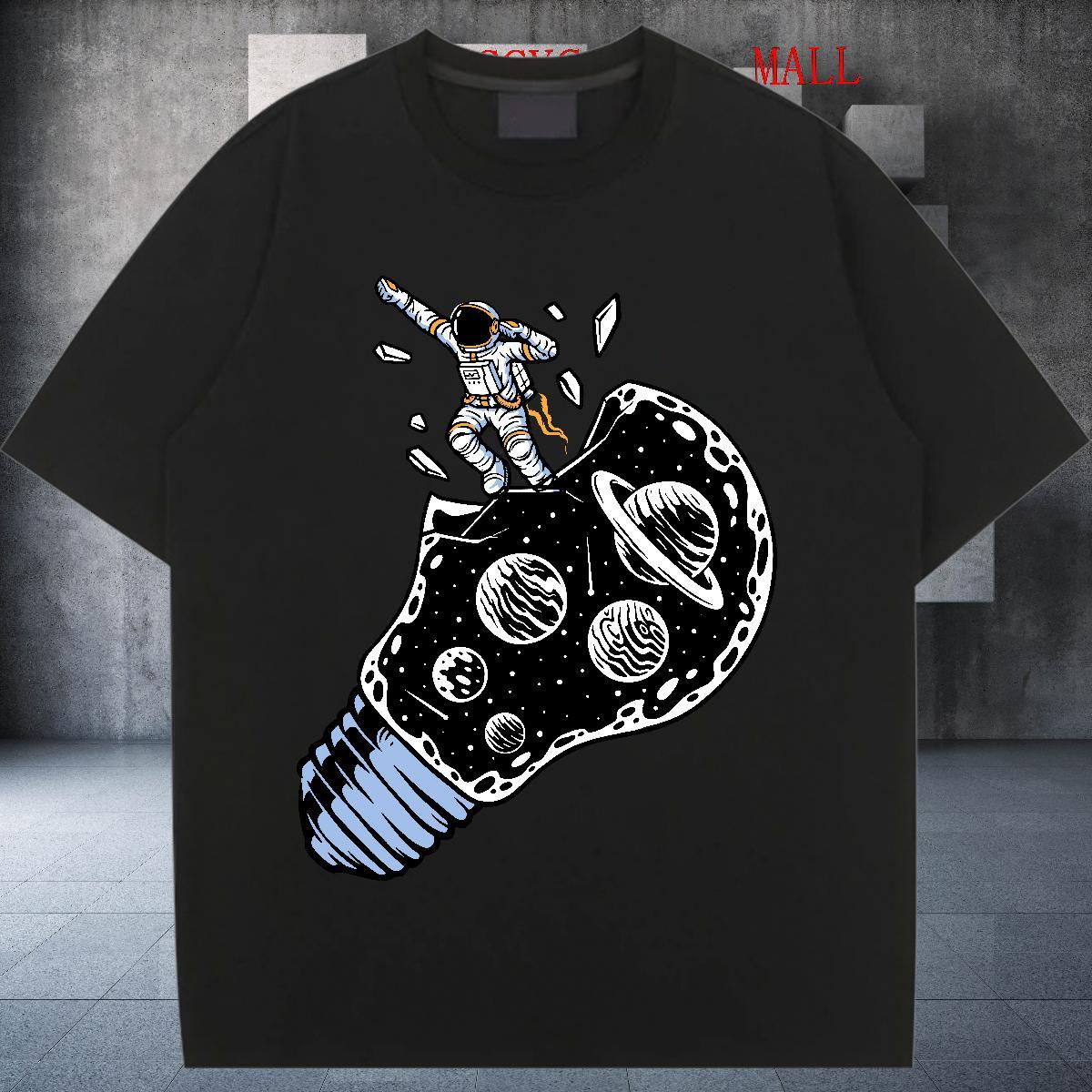 5A Women Tees 230g Cotton universe Beach T Shirt For Woman Breathable Cartoon Print Tops
