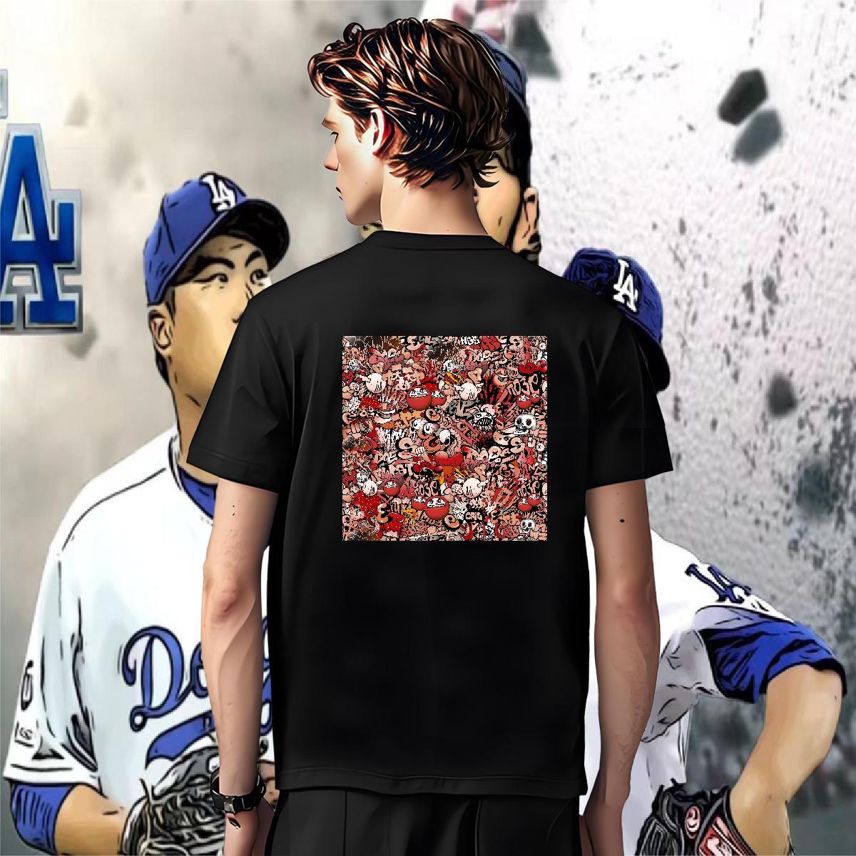 Cool T Shirt For Man 230g 100% Cotton skull Anime Printing Street Customized Print Pure Cotton Tshirt for Man Woman Fashion Polos