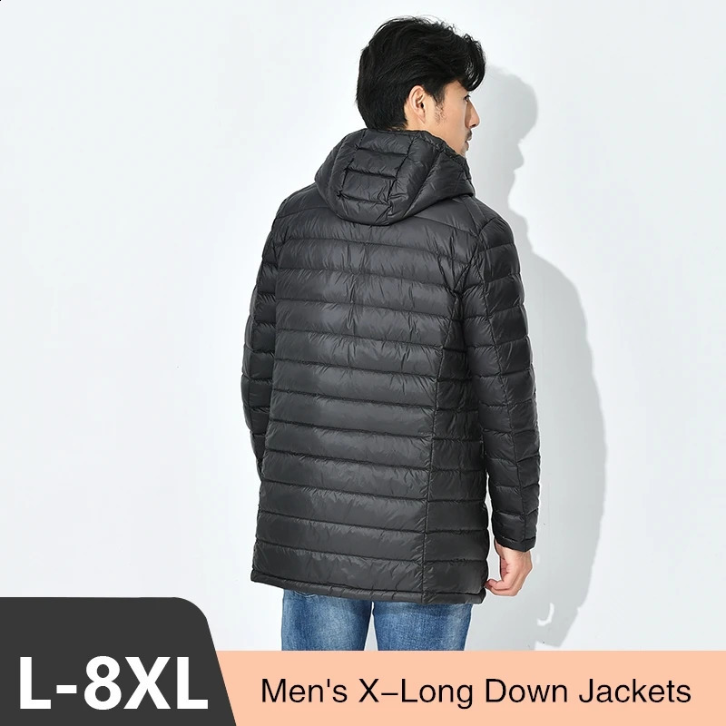 Winter lightweight Plus Dize mens inflatable jacket Xlong 90% white duck sewer windproof casual 240822