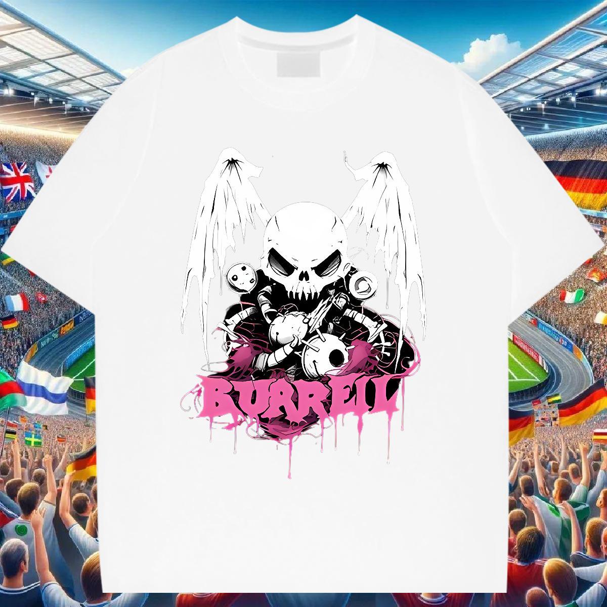 Loose Fit T-Shirts for Men 230g Cotton skull Street Custom Big Size Short Sleeve O-Neck Couples T Shirts Casual New Clothes