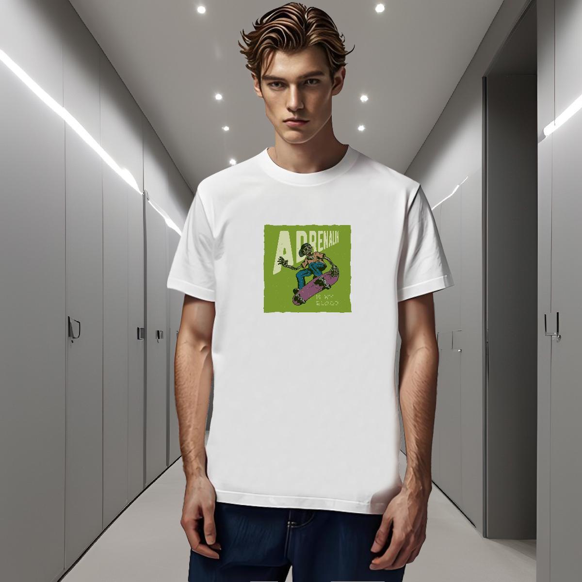 Unisex T Shirt For Man 230g 100% Cotton skull Casual Floral Print Breathable Short Sleeve Mens Tshirts Free Shipping Tops Shirt