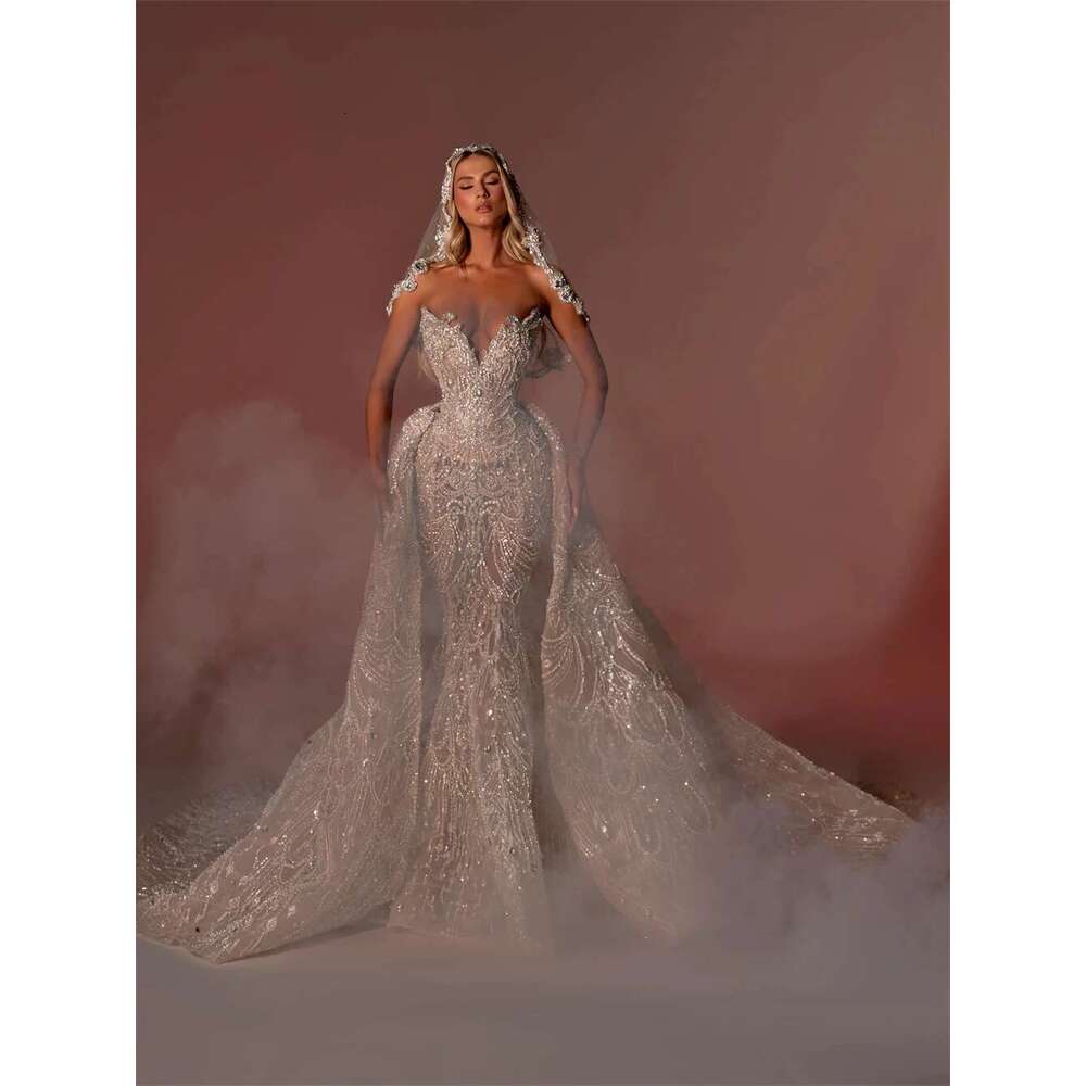 Arrival Mermaid New Bridal Wedding Dress Detachable Court Train Beading Marriage Gown High End Tailor Made Vestidos