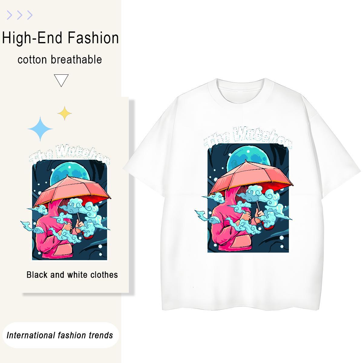 Unisex Womens Tshirts 230g Pure Cotton painting Daily Wear T Shirts Women O-Neck Short Sleeve Custom Print Oversized Tops Tees