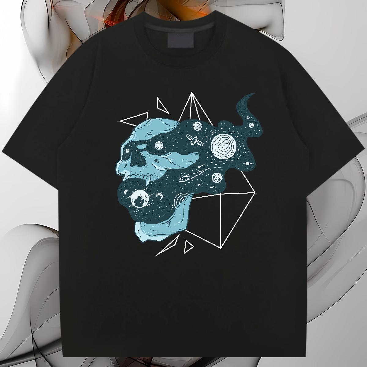 Loose Fit T Shirts Men 230g Cotton skull Street DIY Breathable Soft Mens Tshirts 2024 DIY Tops Tees