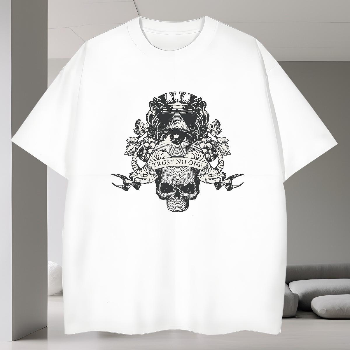 TOP Quality T-Shirts 230g 100% Cotton eye of the devil Street Casual Anime Print O Neck Short Sleeves Men Tops Tees DIY Customized Top Tees