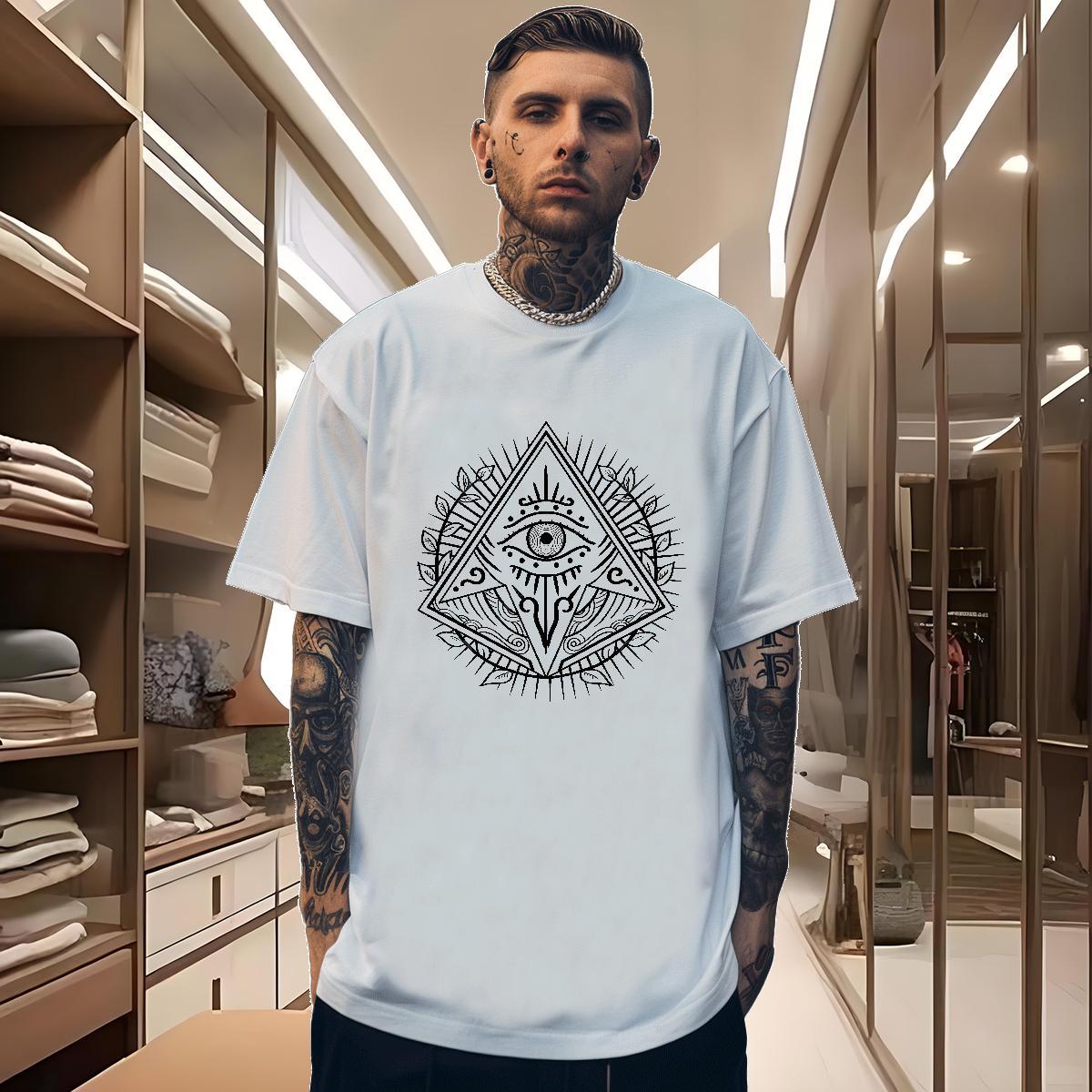 Popular Men T Shirts 230g Cotton eye of the devil Hip Hop Street Graphic Breathable Crew Neck Mens Tshirts Designer Fashion Tops