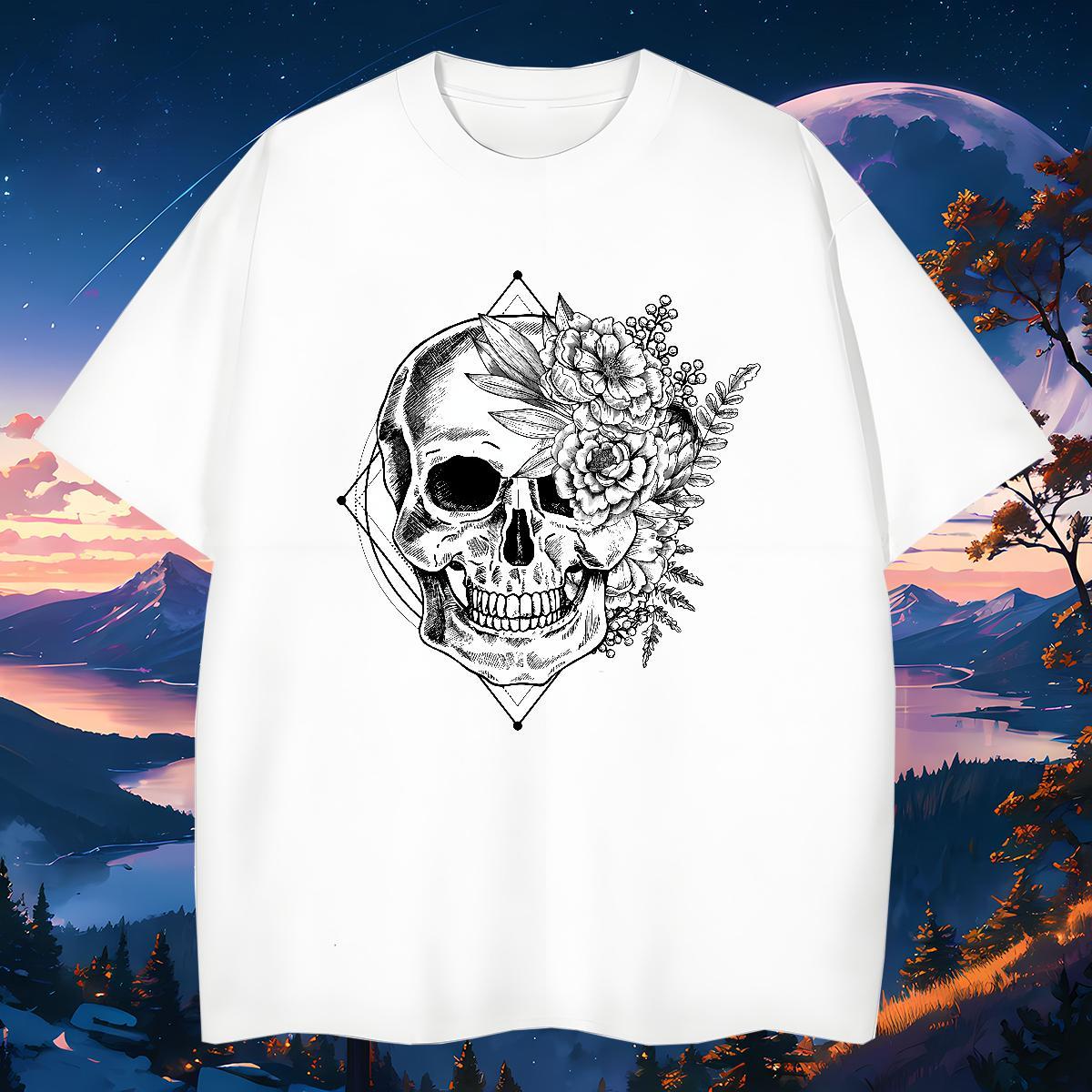 TOP Quality T-Shirts 230g Pure Cotton flower Street Casual Asian Size O Neck Short Sleeves Mens Tshirts Designer Fashion Tees