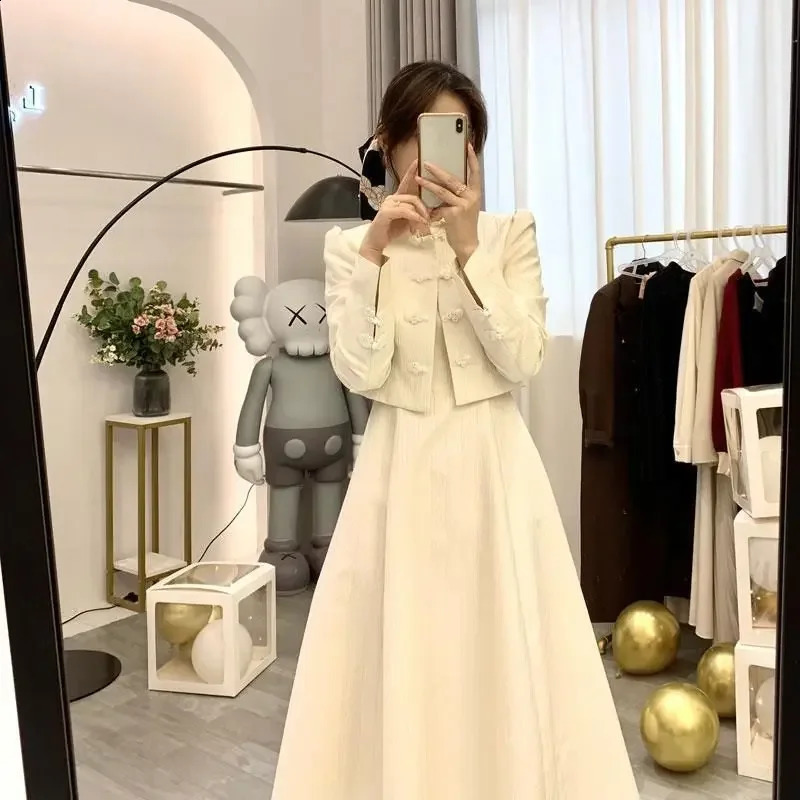Insozkdg Women Dresses Set Elegant Office Lady Formal Two Piece Skirt Suit Female Casual Long Sleeve Jacket with 240823