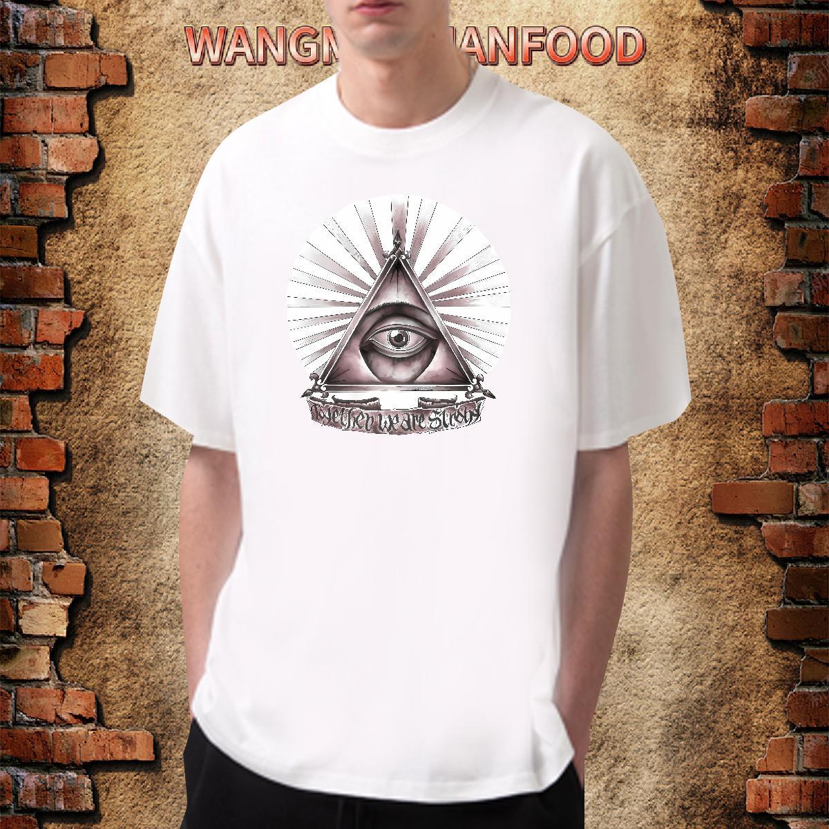 Cool T-Shirts 230g Cotton eye of the devil Street Custom Big Size Breathable Men Clothes T-Shirt DIY Customized Top Tees