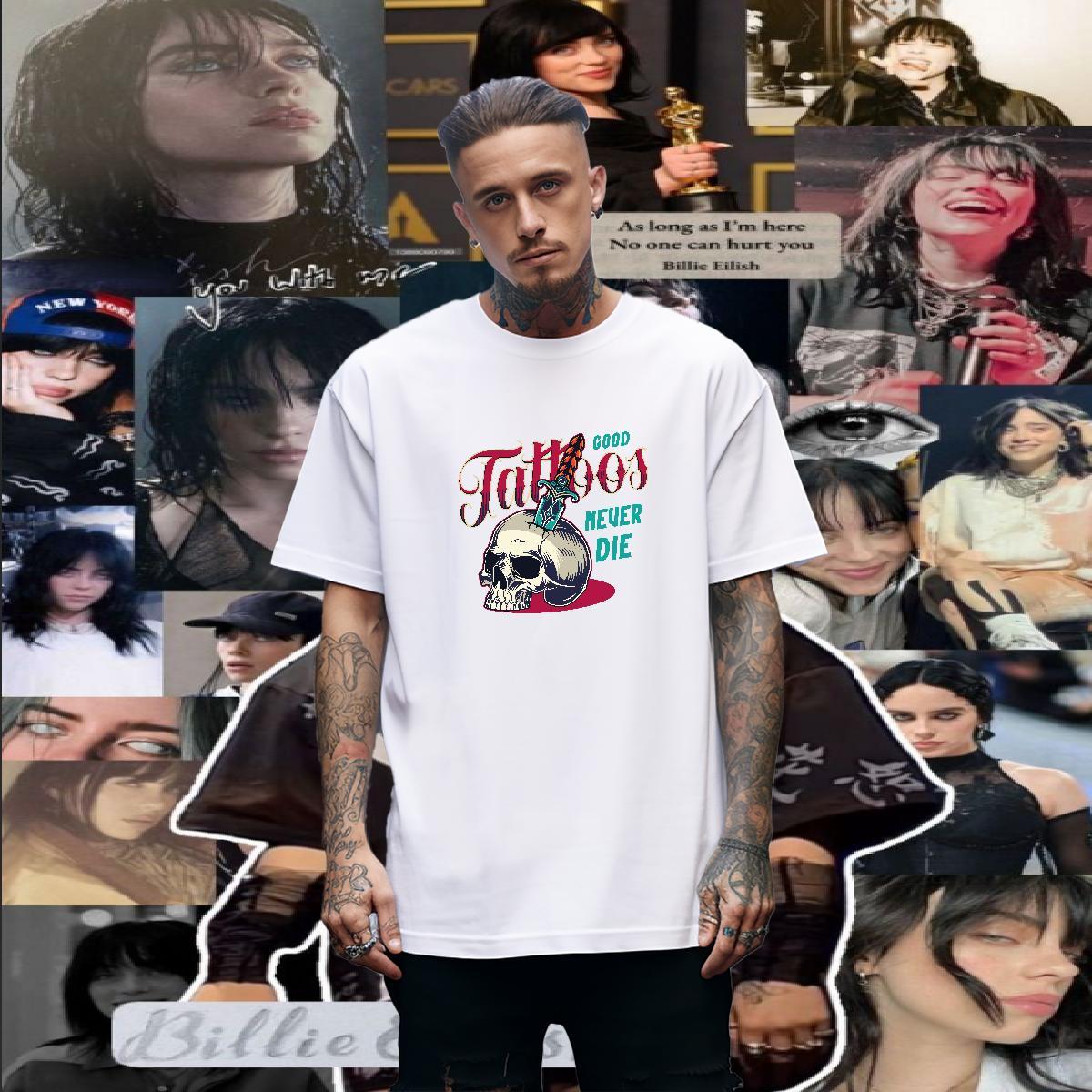 Loose T-Shirts for Men 230g 100% Cotton skull Anime Printing Street Custom Cartoon Breathable Short Sleeve Men Clothes T-Shirt DIY Customized Tee Shir