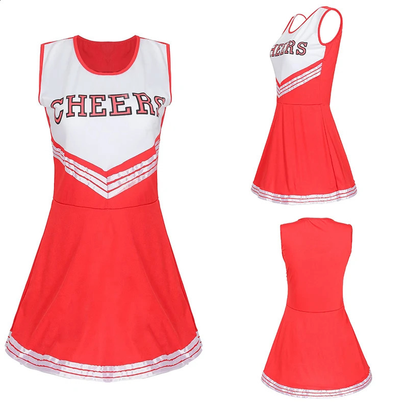 Girl Cheerleading Uniform High School Pong Role Playing Fantasy Party Dress Carnival Halloween 240823