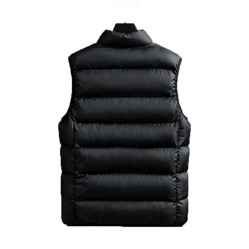 Mens winter sleeveless wool warm standing collar down jacket mens casual fashion outdoor windproof vest 240822