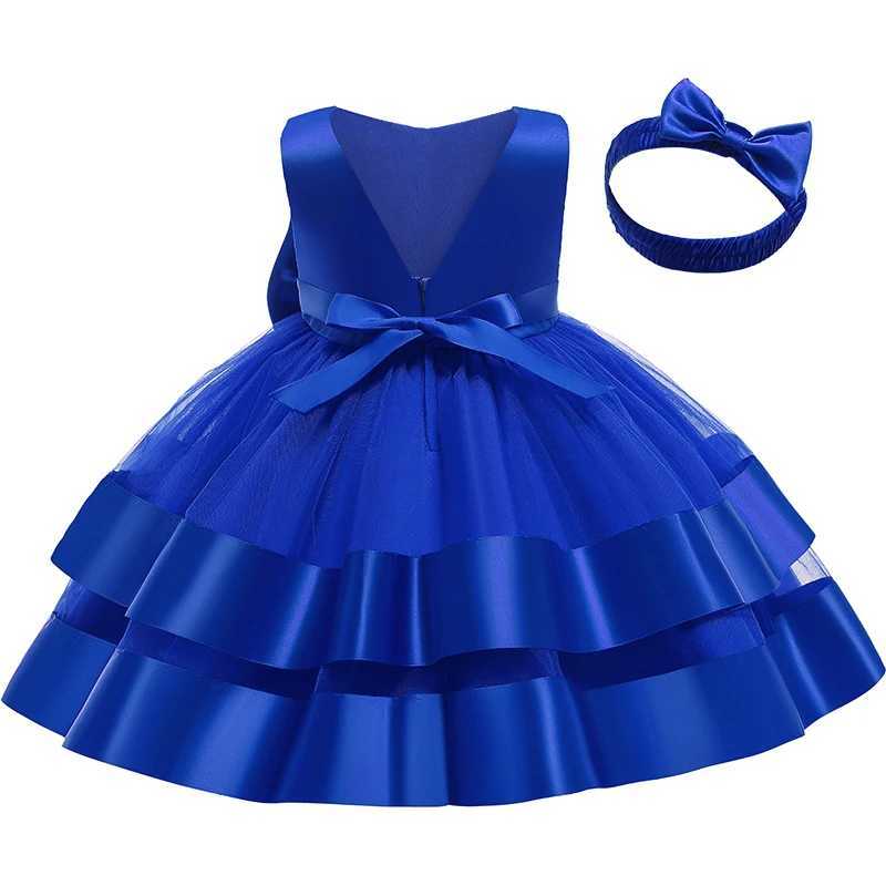 Baby Girl Sleeveless Party Dress Lace Bow Dress Baby Girl Birthday Princess Baptist Dress W240823