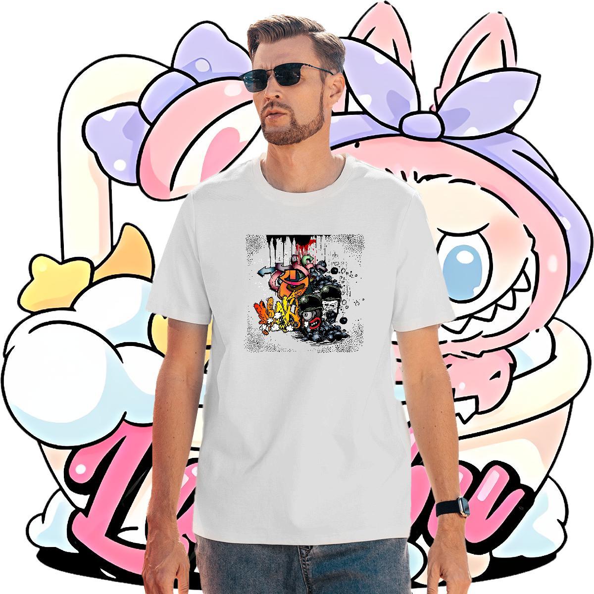 Popular T-Shirts 230g Pure Cotton skull Summer Casual Black Oversized Breathable Men Tshirts Fashion Top Tees