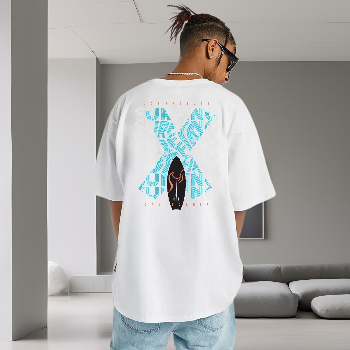 Comfortable T Shirt For Man 230g Cotton letter Street Cartoon Print Breathable Short Sleeve Men Tees Casual New Tops